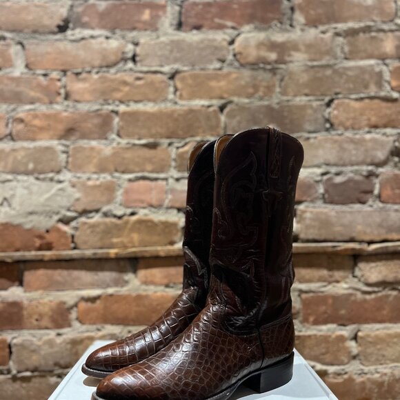 Lucchese Full Quill Caiman Cowboy Boots - Picture 2 of 10